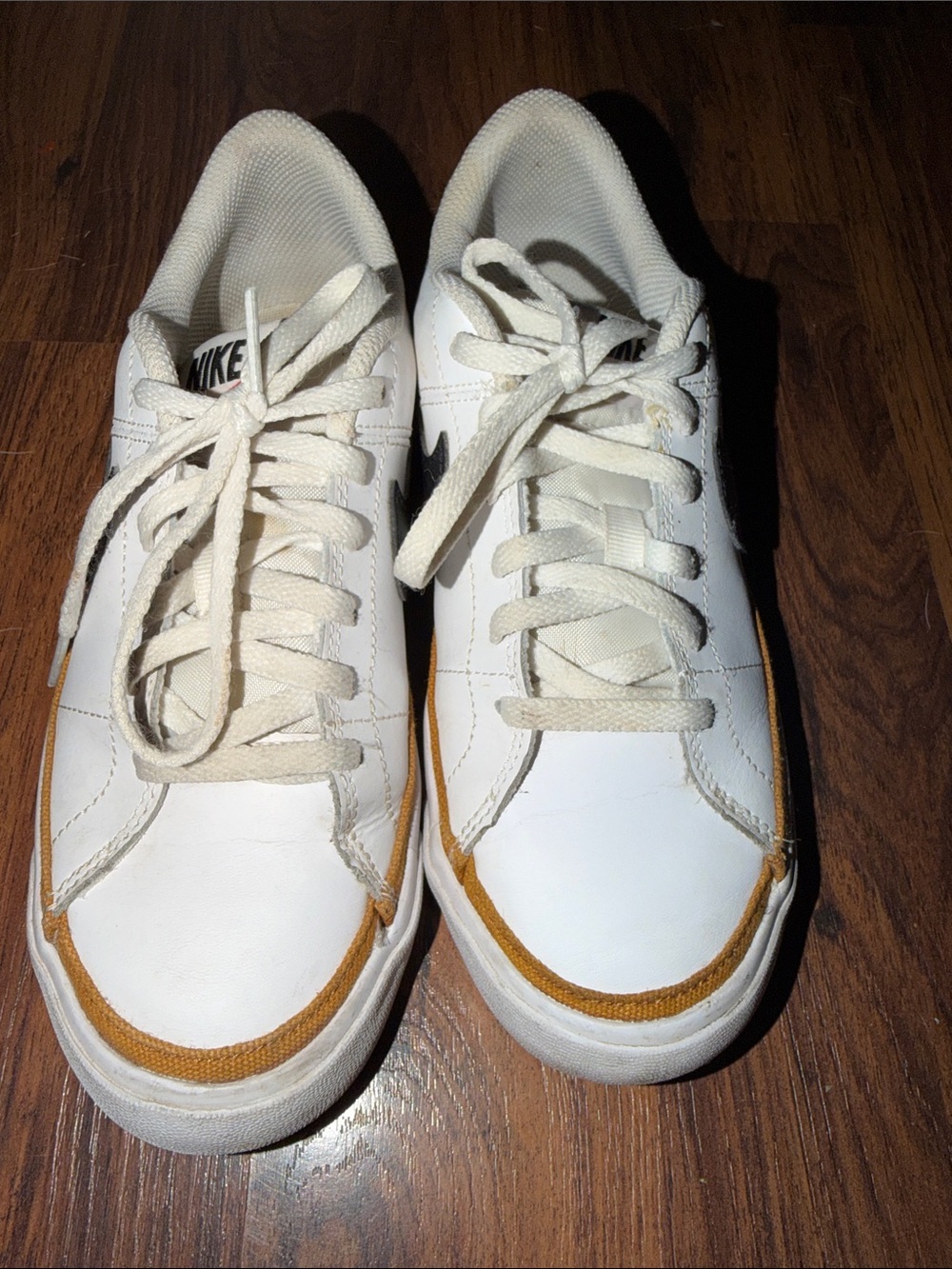 Nike Kids White Sneakers with Tan Accent
